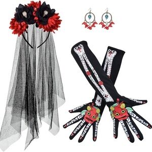 Day of the Dead Kids Costume Set - Black and Red
